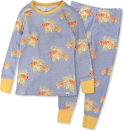 2-Piece Organic Cotton Toddler Pajama Set with Fish Print