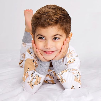 2-Piece Cotton Toddler Pajama Set with animal Print