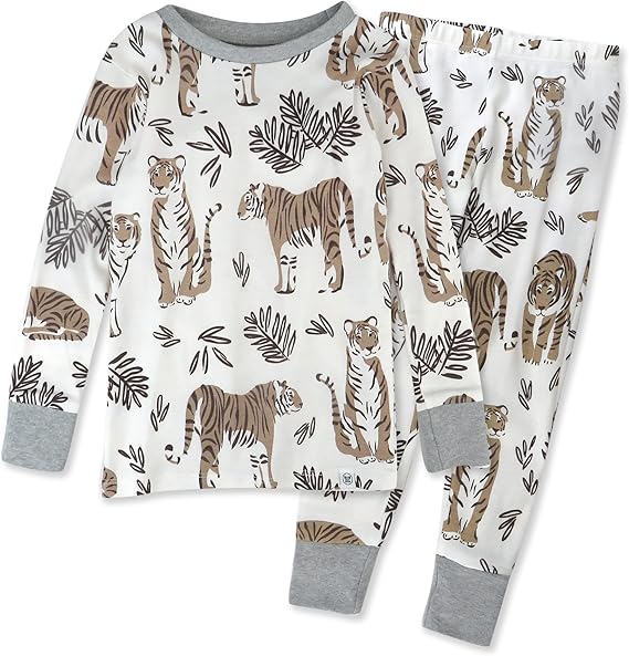 2-Piece Cotton Toddler Pajama Set with Tiger Print Sleepwear for Boys & Girls