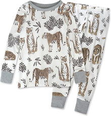 2-Piece Cotton Toddler Pajama Set with Tiger Print Sleepwear for Boys & Girls