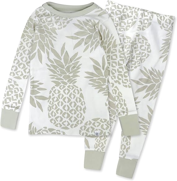 2-Piece Organic Cotton Toddler Pajama Set with Pineapple Print